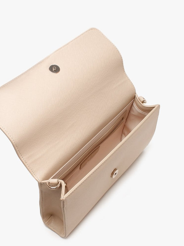 Divina Beige Saffiano Pouchette Bag