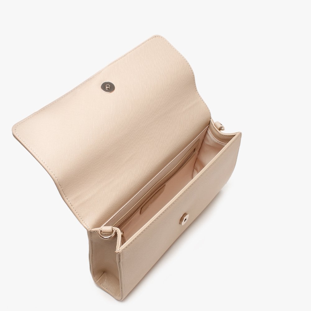 Divina Beige Saffiano Pouchette Bag