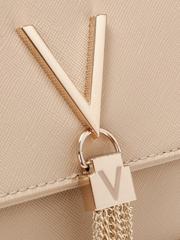Divina Beige Saffiano Pouchette Bag