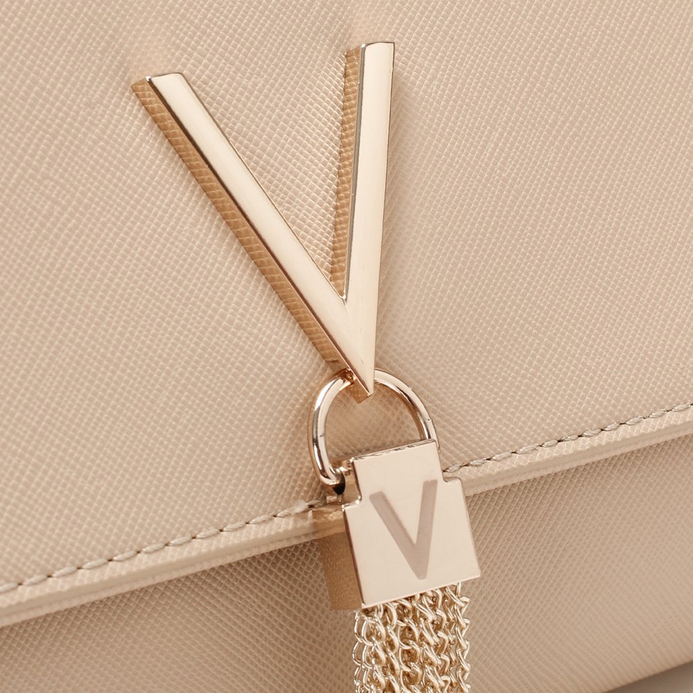 Divina Beige Saffiano Pouchette Bag