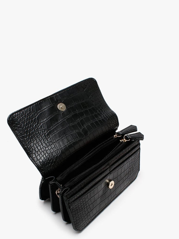 Summer Memento Black Moc Croc Clutch Bag