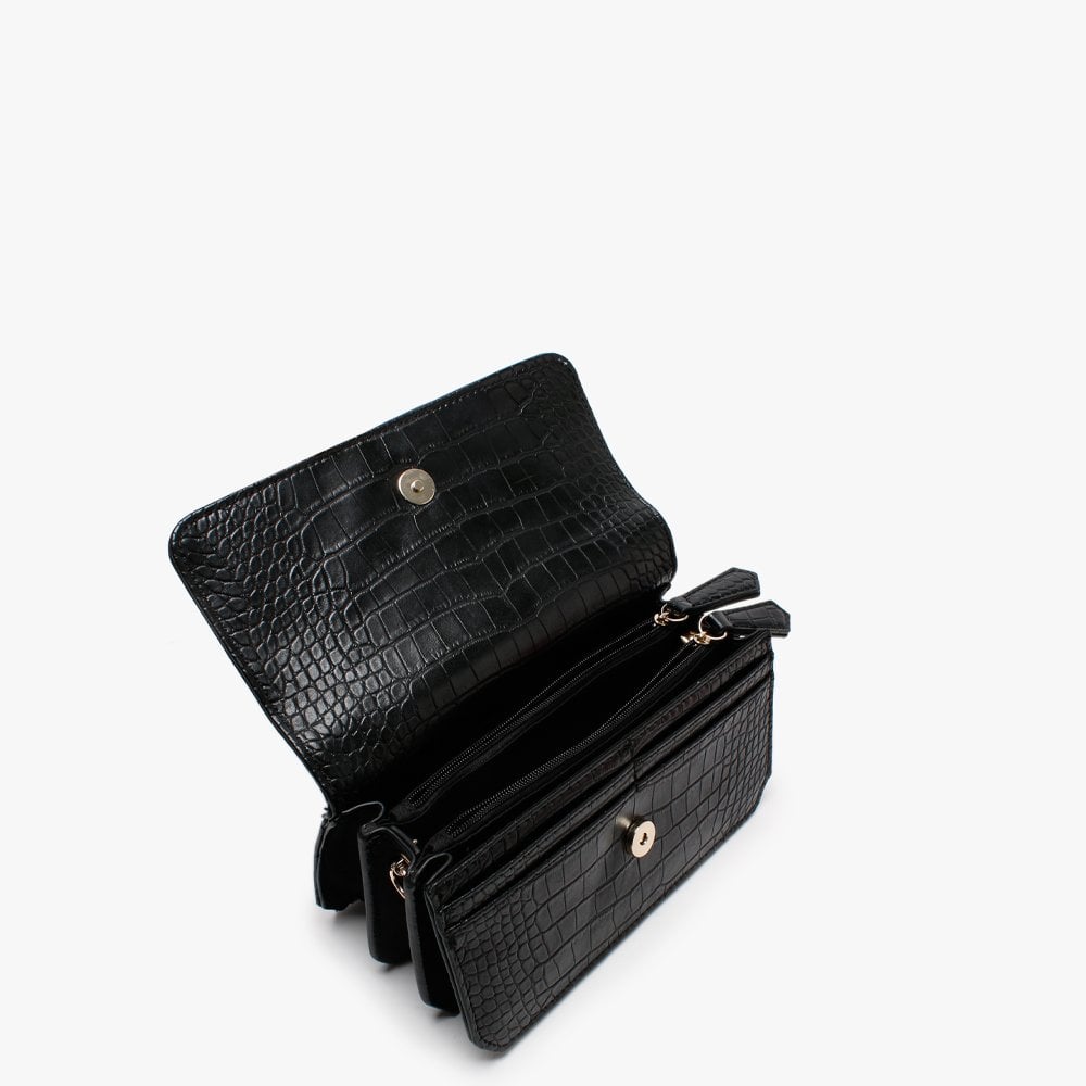 Summer Memento Black Moc Croc Clutch Bag