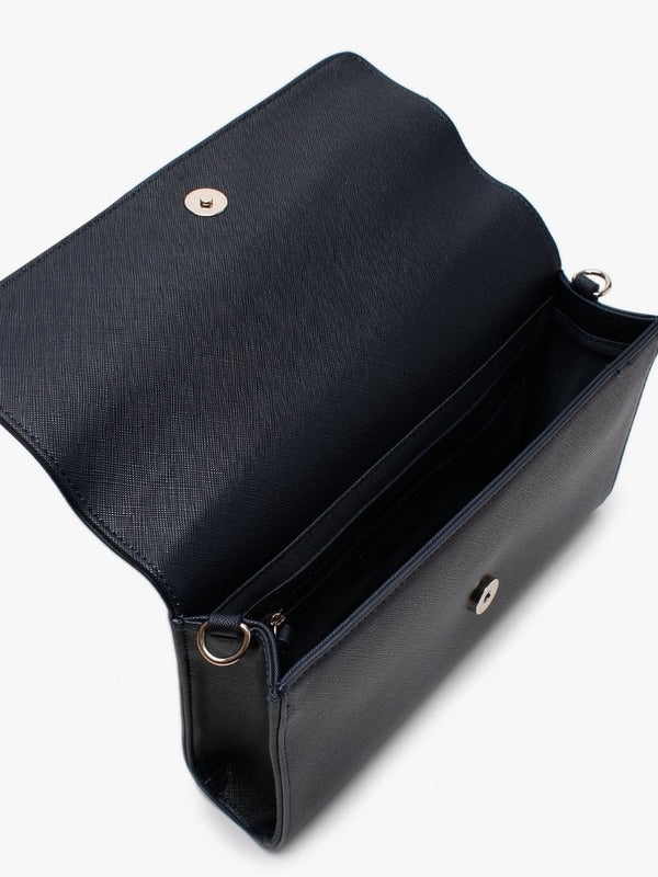 Divina Navy Saffiano Pouchette Bag
