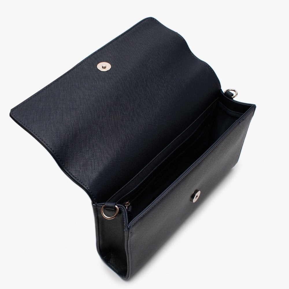 Divina Navy Saffiano Pouchette Bag