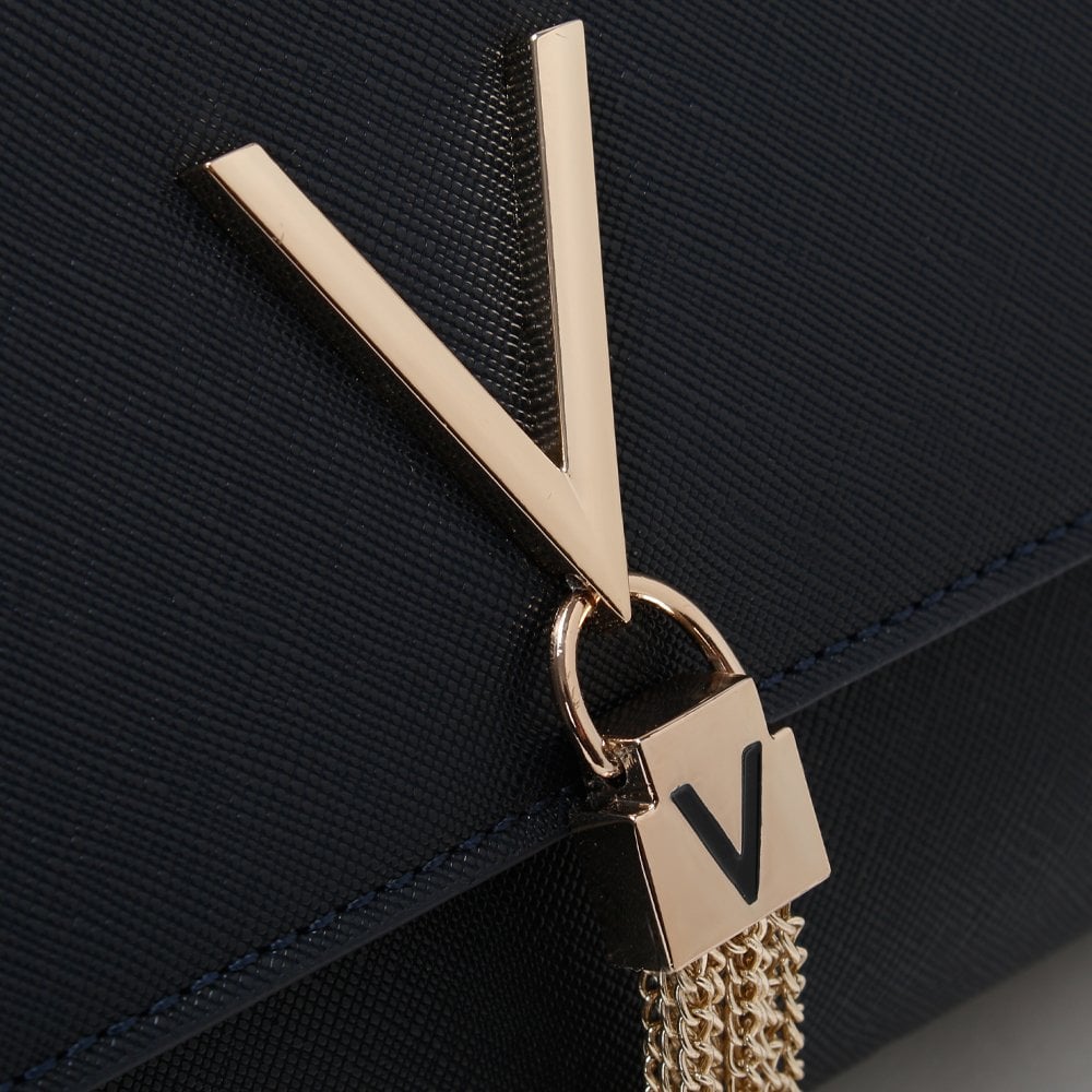 Divina Navy Saffiano Pouchette Bag