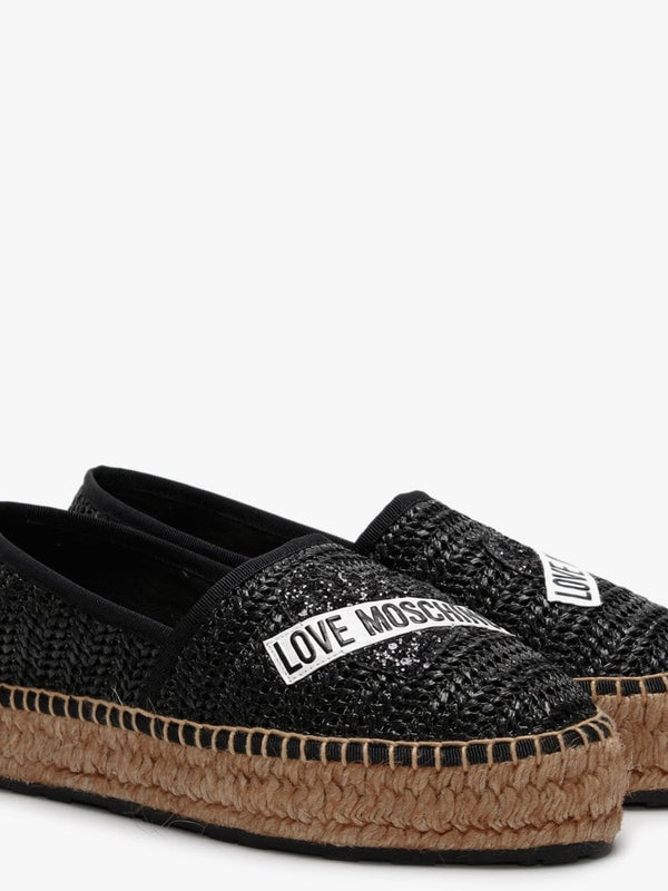 Woven Black Logo Espadrilles