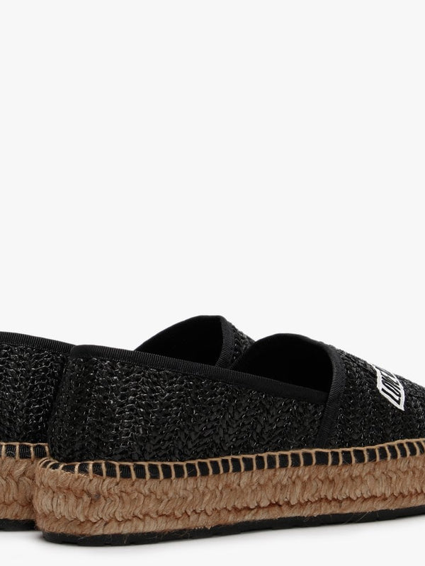 Woven Black Logo Espadrilles