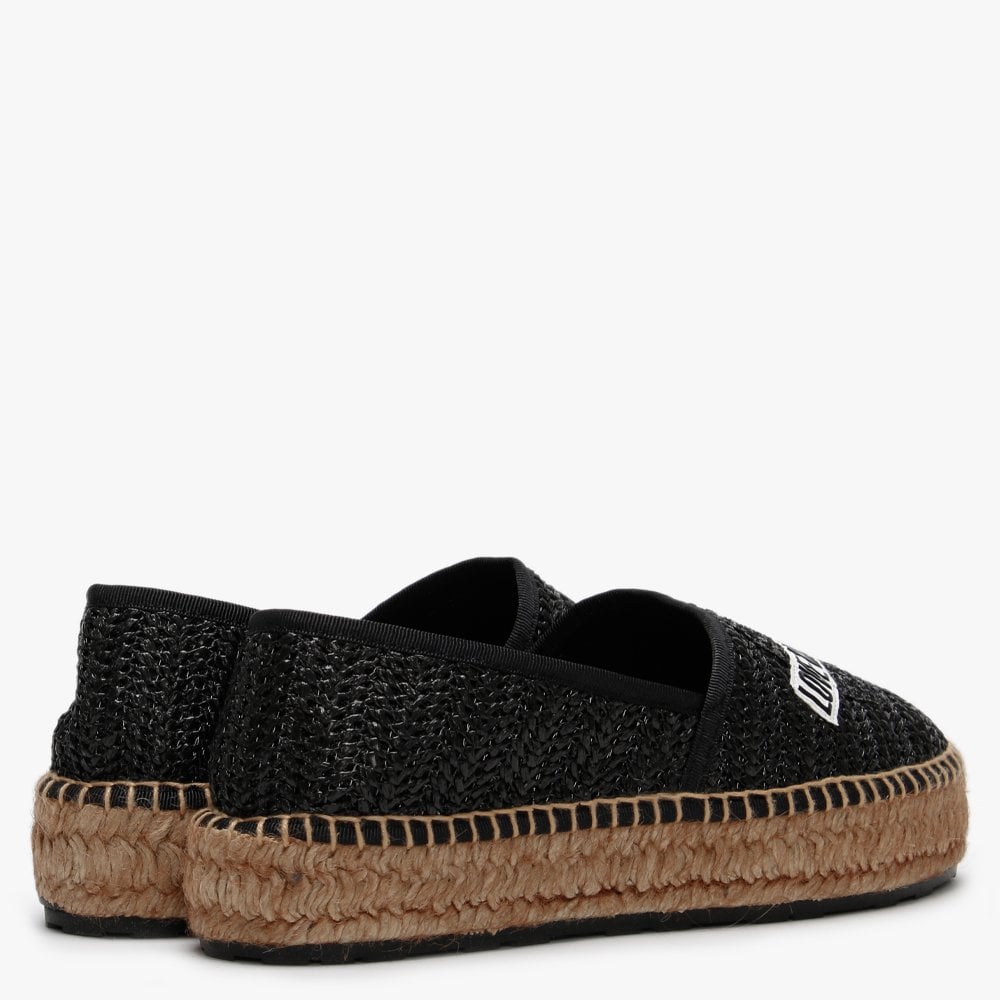 Woven Black Logo Espadrilles