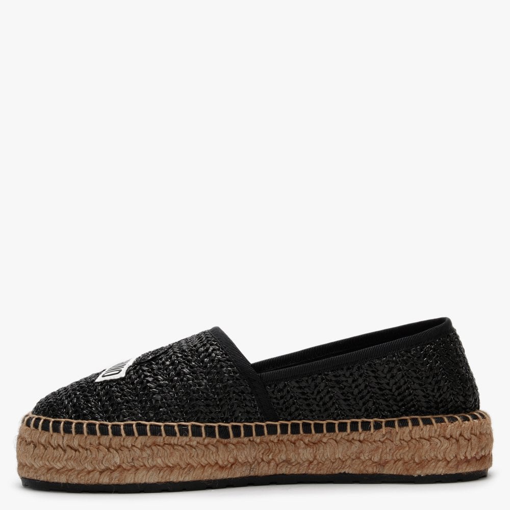 Woven Black Logo Espadrilles