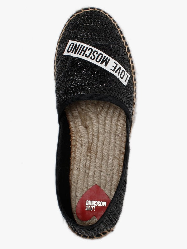 Woven Black Logo Espadrilles