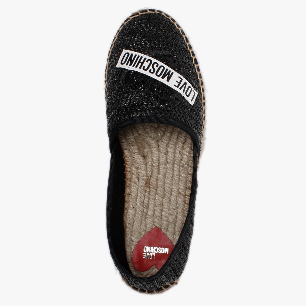Woven Black Logo Espadrilles