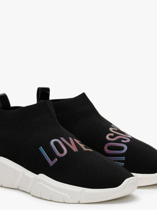 Contrast Black Stretch Knitted Trainers