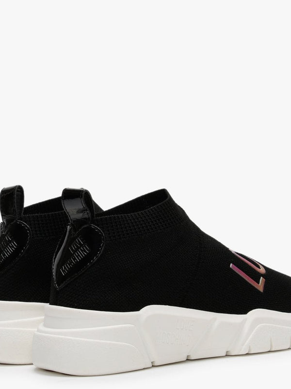 Contrast Black Stretch Knitted Trainers