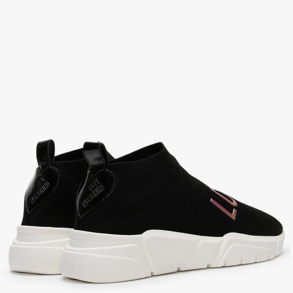 Contrast Black Stretch Knitted Trainers