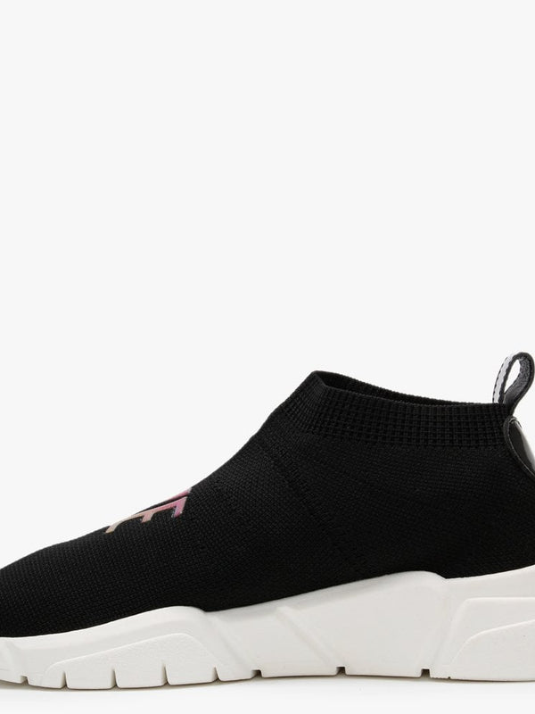 Contrast Black Stretch Knitted Trainers