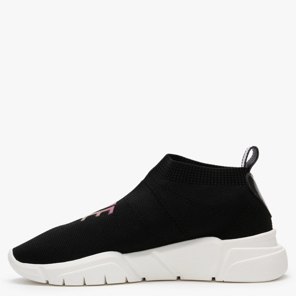 Contrast Black Stretch Knitted Trainers