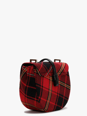 Sofia Red & Black Tartan Textile Saddle Bag