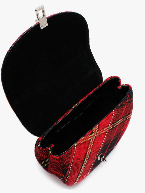 Sofia Red & Black Tartan Textile Saddle Bag