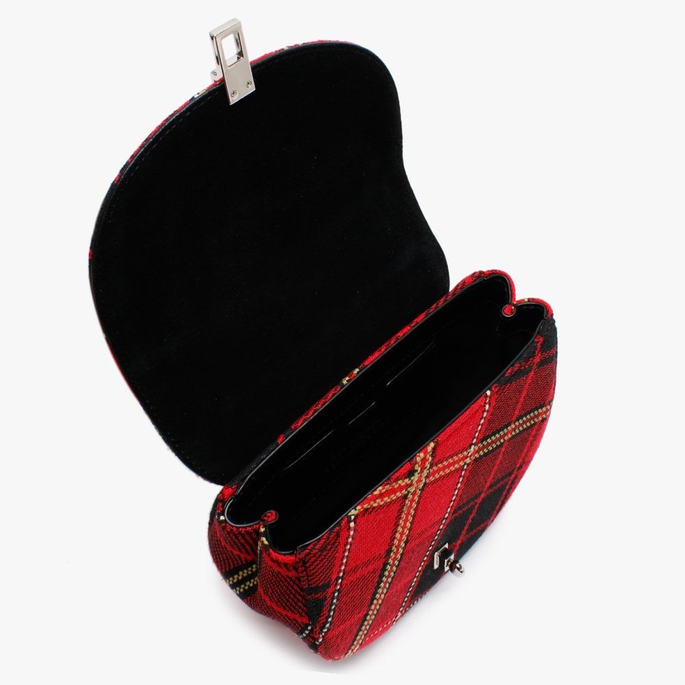 Sofia Red & Black Tartan Textile Saddle Bag