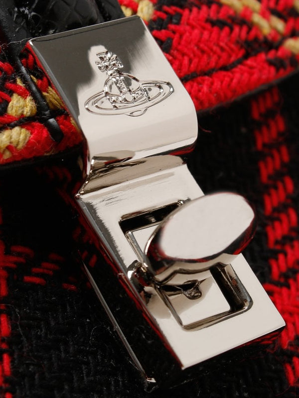 Sofia Red & Black Tartan Textile Saddle Bag