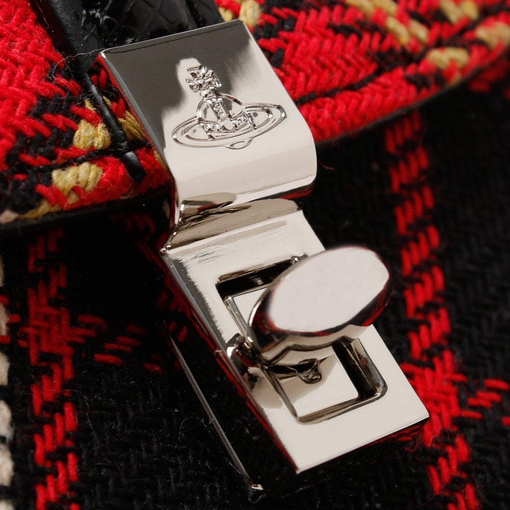Sofia Red & Black Tartan Textile Saddle Bag