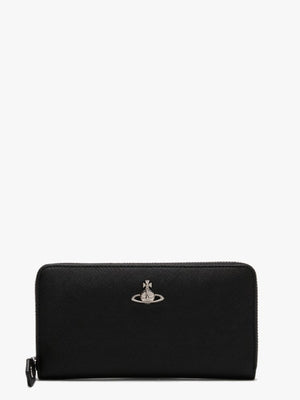 Classic Zip Around Black Saffiano Leather Wallet
