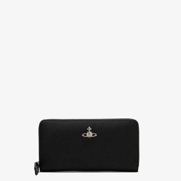 Classic Zip Around Black Saffiano Leather Wallet