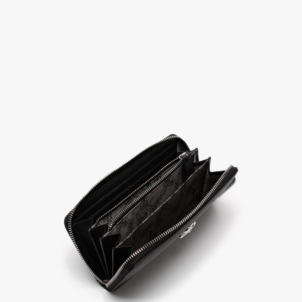 Classic Zip Around Black Saffiano Leather Wallet