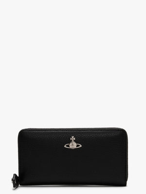 Classic Zip Around Pebbled Black Leather Wallet