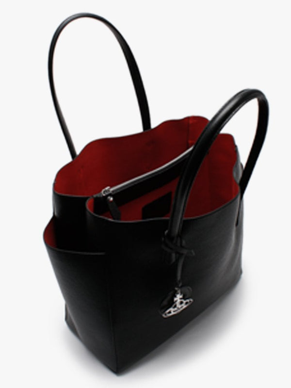 Large Rachel Black Leather Shopper Bag