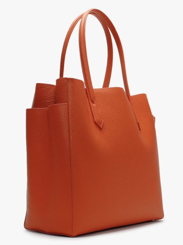 Large Rachel Orange Leather Shopper Bag
