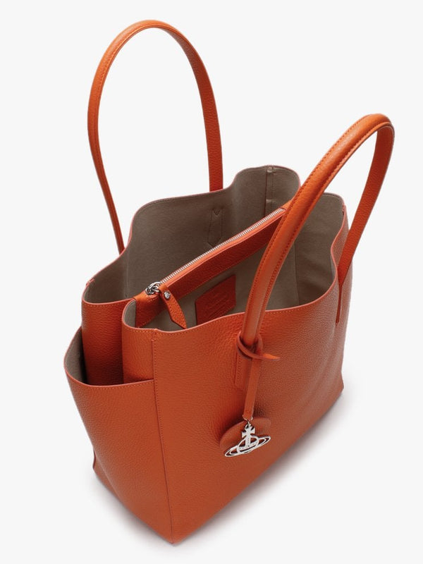 Large Rachel Orange Leather Shopper Bag