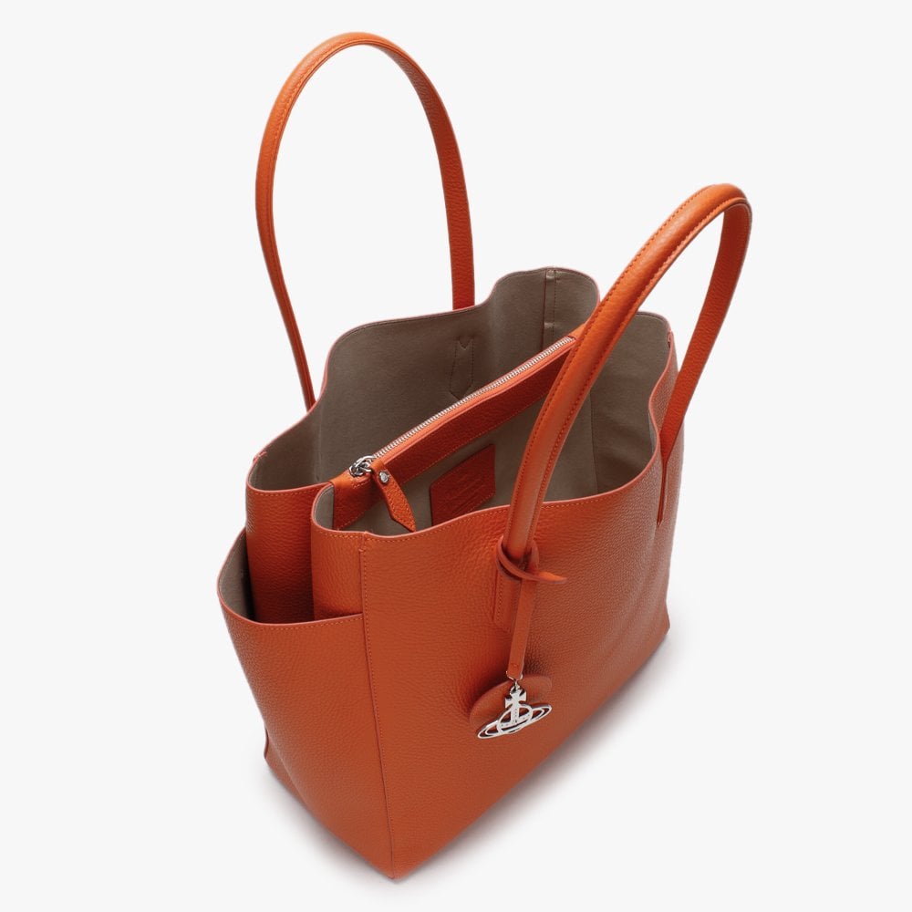 Large Rachel Orange Leather Shopper Bag