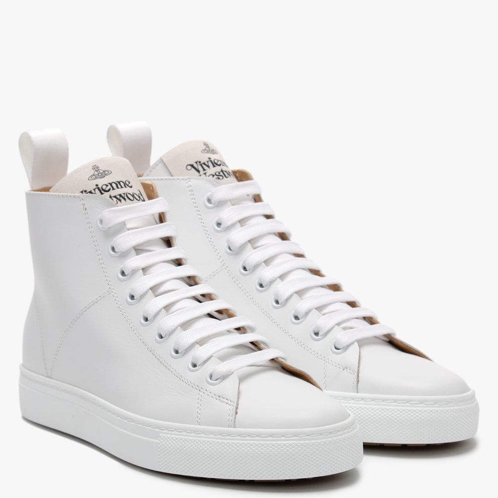 White Leather High Top Trainers