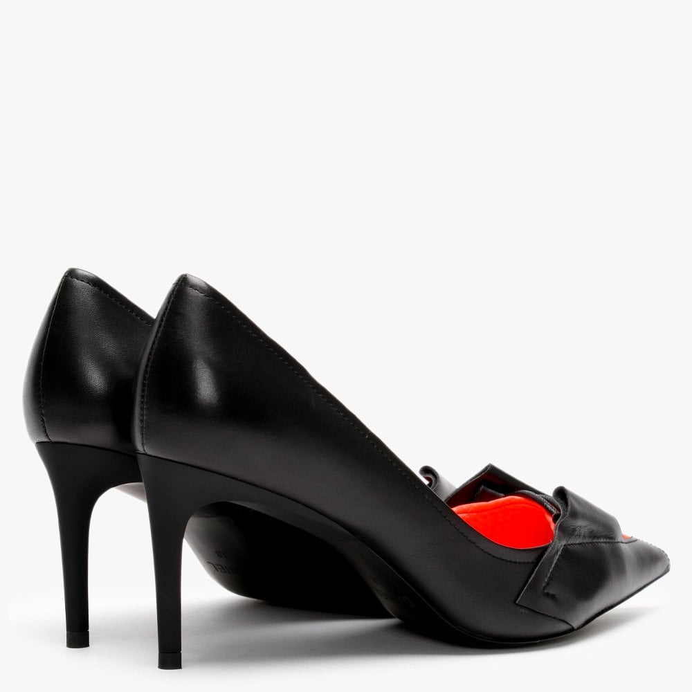 Eyal Black Leather Neon Flash Court Shoes