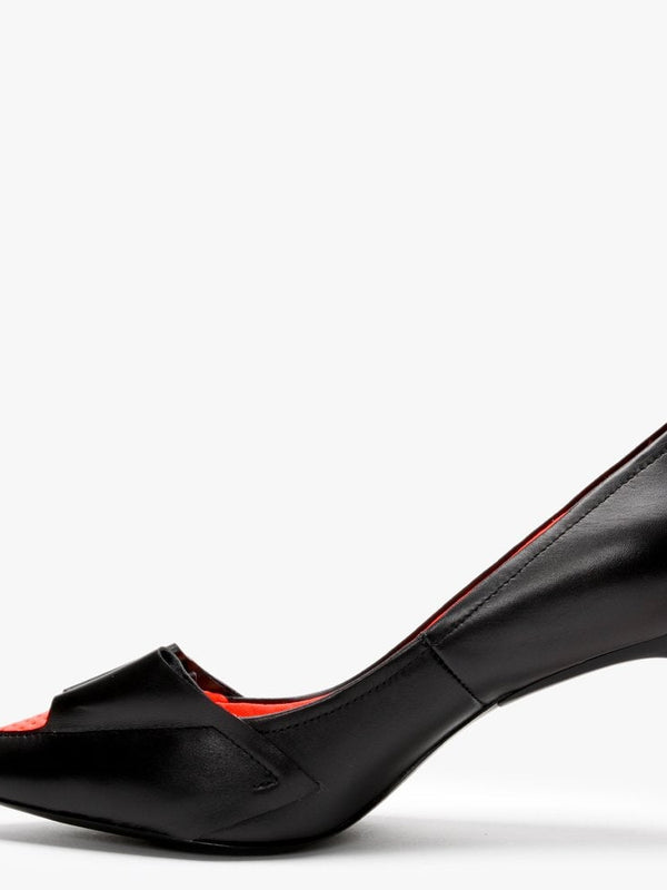 Eyal Black Leather Neon Flash Court Shoes