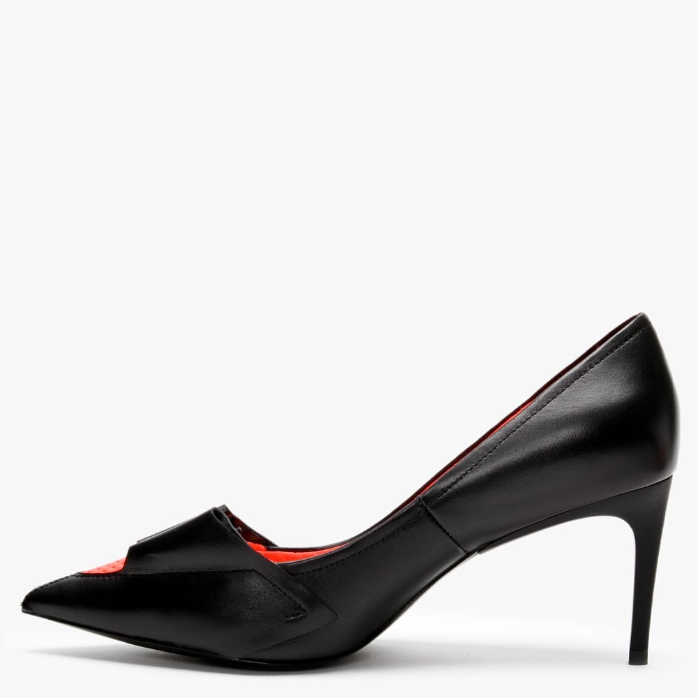 Eyal Black Leather Neon Flash Court Shoes