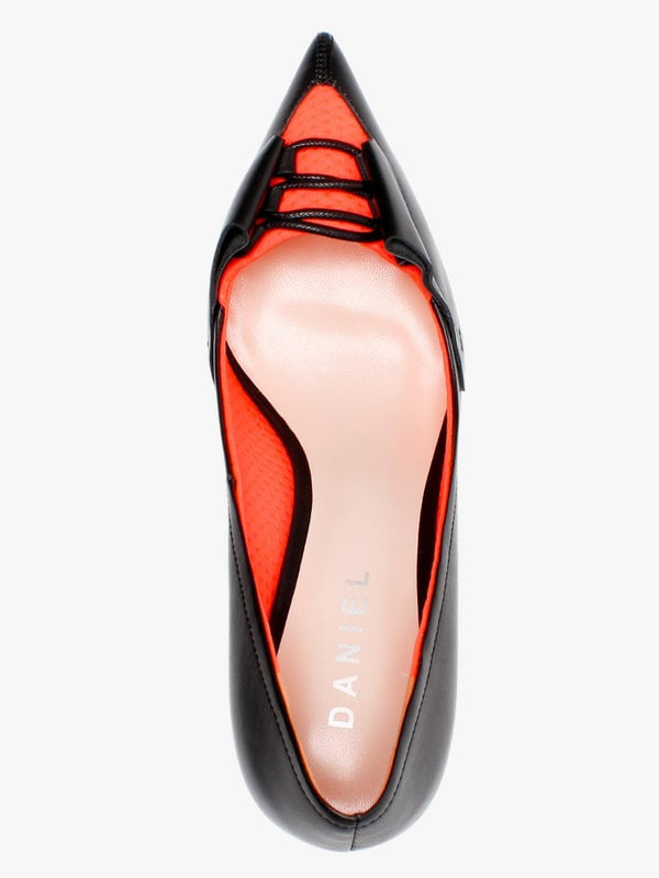 Eyal Black Leather Neon Flash Court Shoes