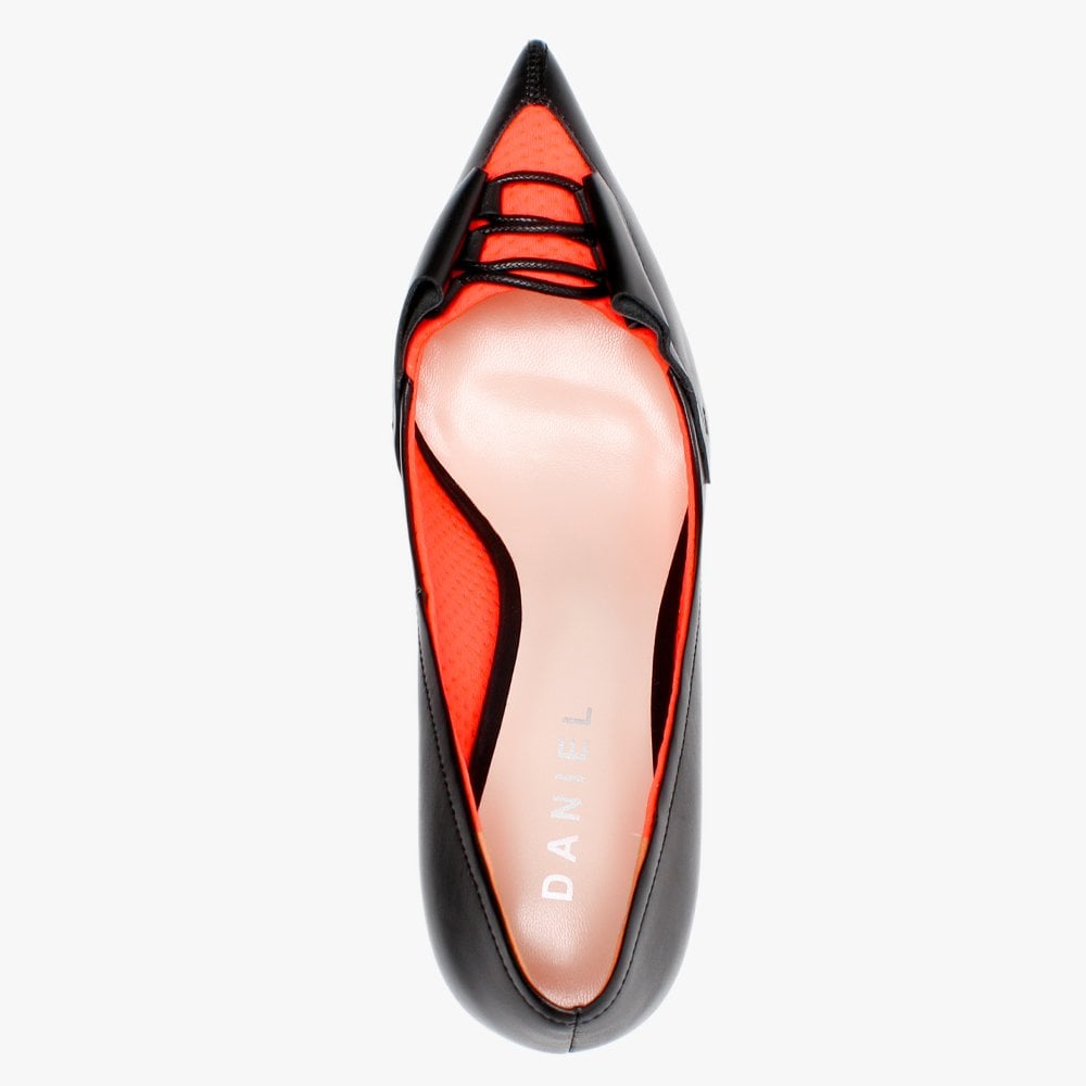 Eyal Black Leather Neon Flash Court Shoes