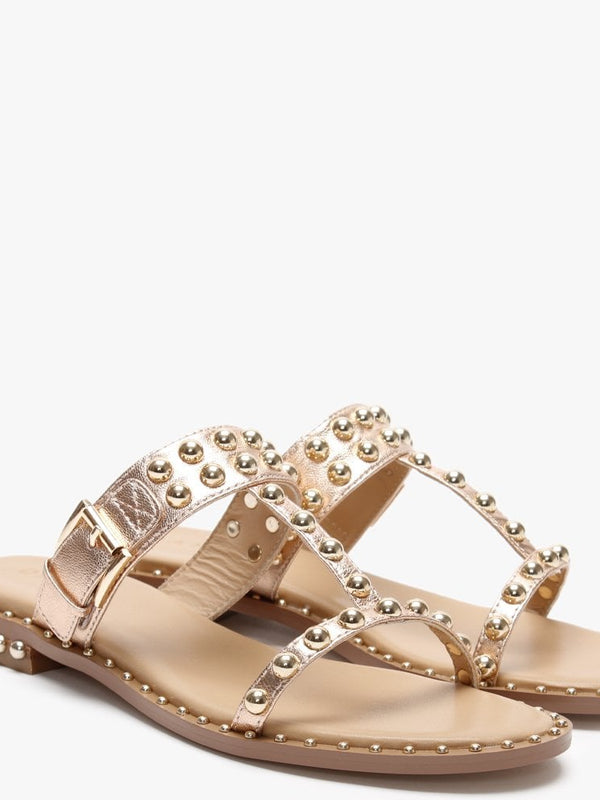 Episode Pink Metallic Leather Studded Sandals