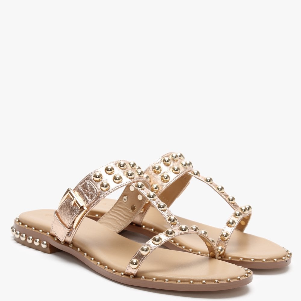Episode Pink Metallic Leather Studded Sandals