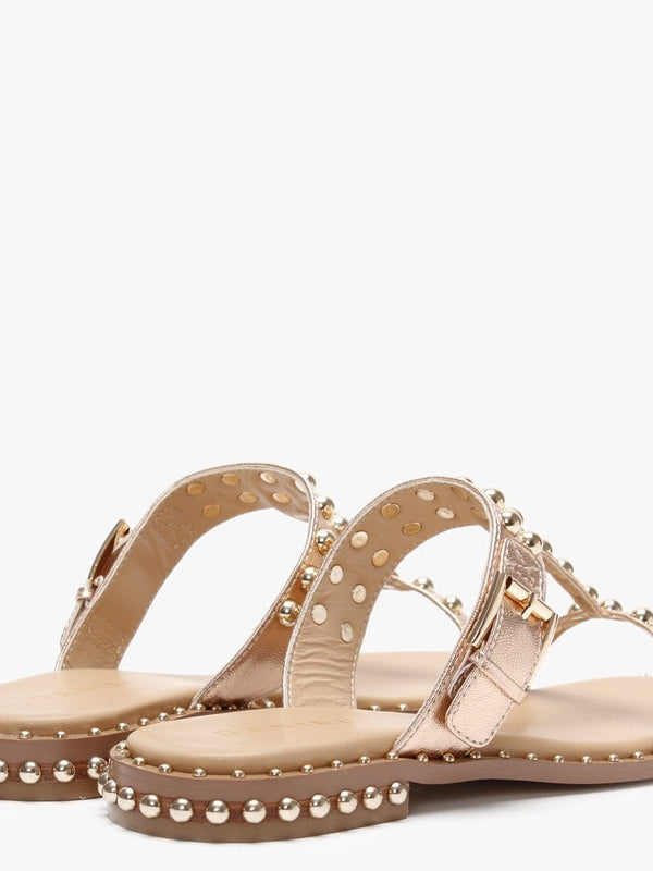 Episode Pink Metallic Leather Studded Sandals