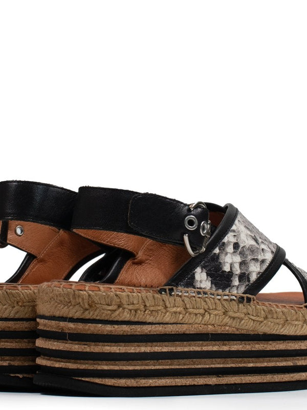 Chillingham Taupe Reptile Leather Cork Platform Sandals