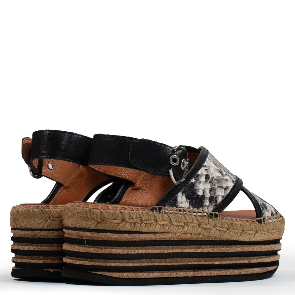 Chillingham Taupe Reptile Leather Cork Platform Sandals