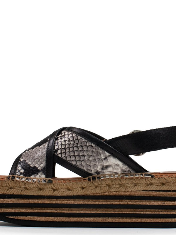 Chillingham Taupe Reptile Leather Cork Platform Sandals