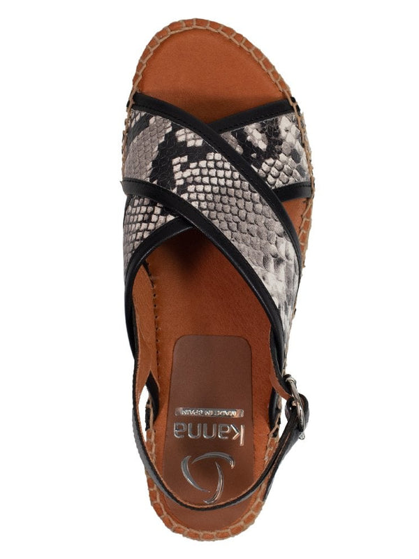 Chillingham Taupe Reptile Leather Cork Platform Sandals