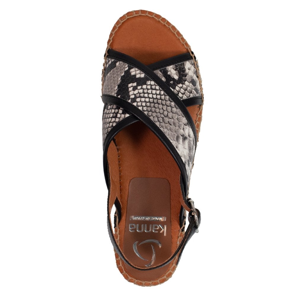 Chillingham Taupe Reptile Leather Cork Platform Sandals