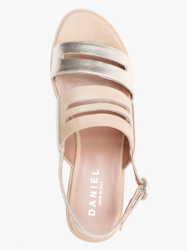 Sarai Beige Suede Two Tone Wedge Sandals