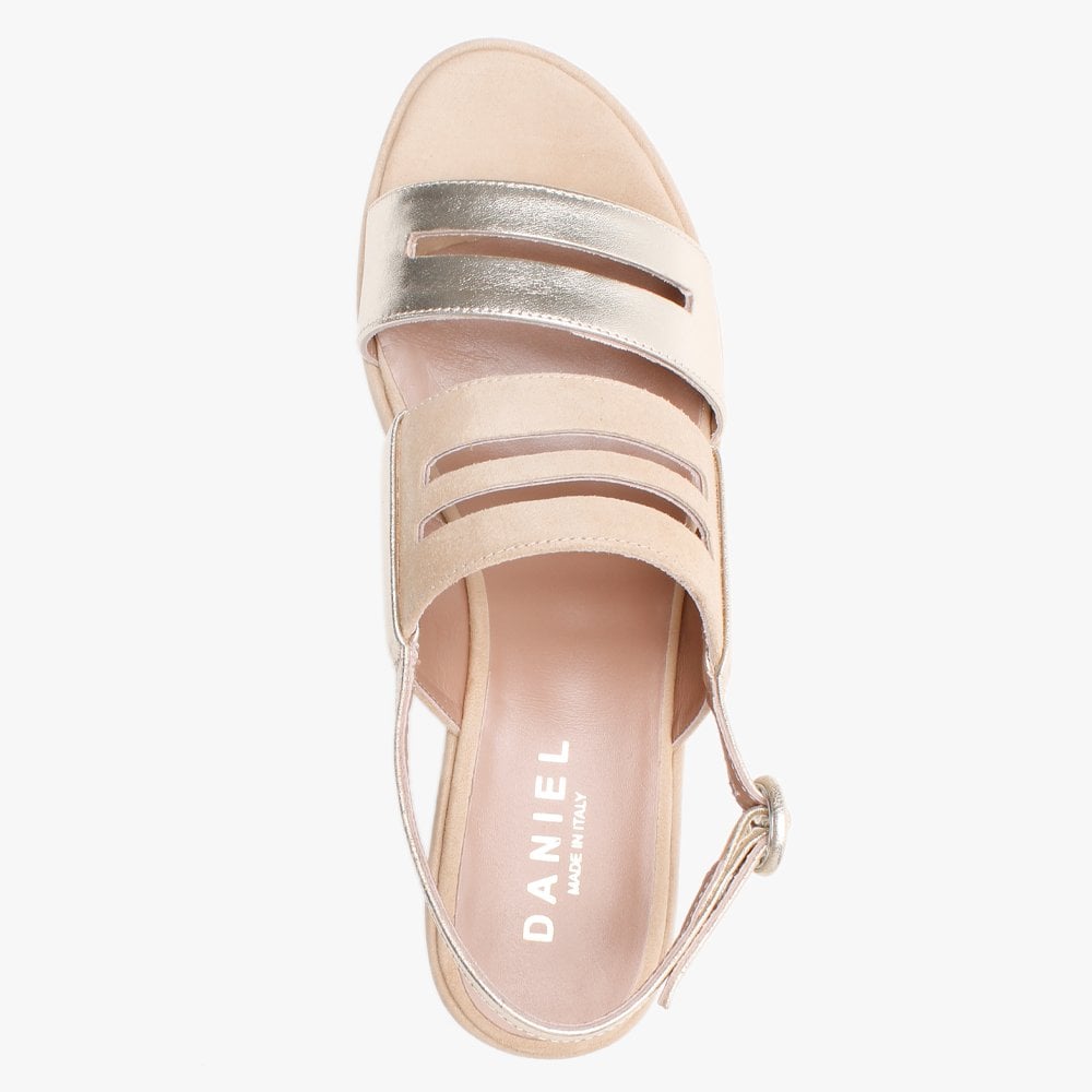 Sarai Beige Suede Two Tone Wedge Sandals