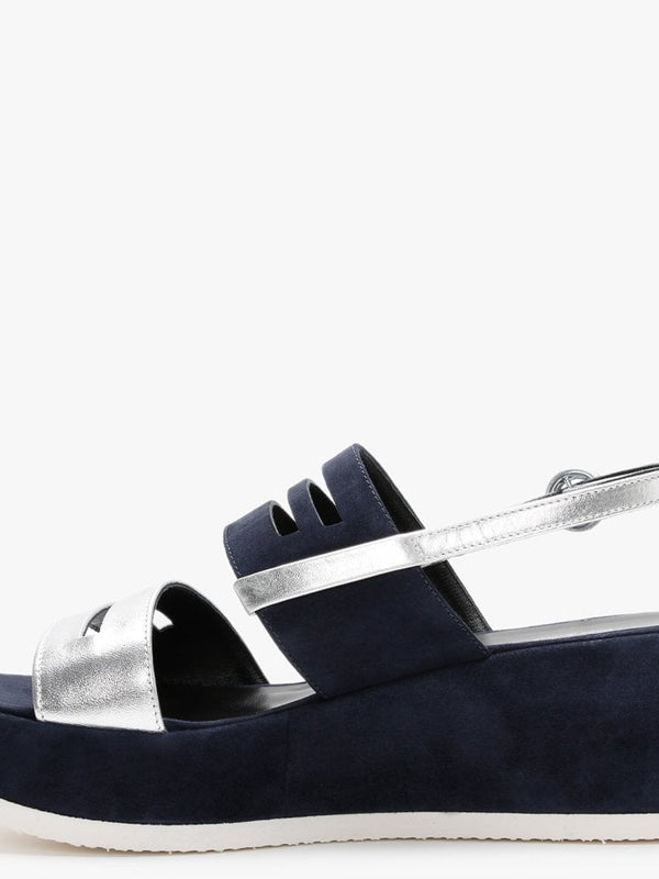 Sarai Navy Suede Two Tone Wedge Sandals